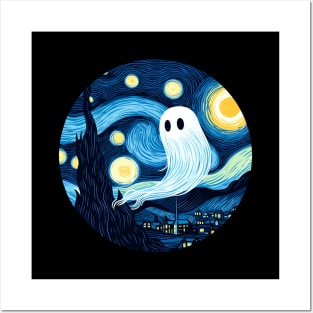 Halloween Starry night spooky ghost Posters and Art